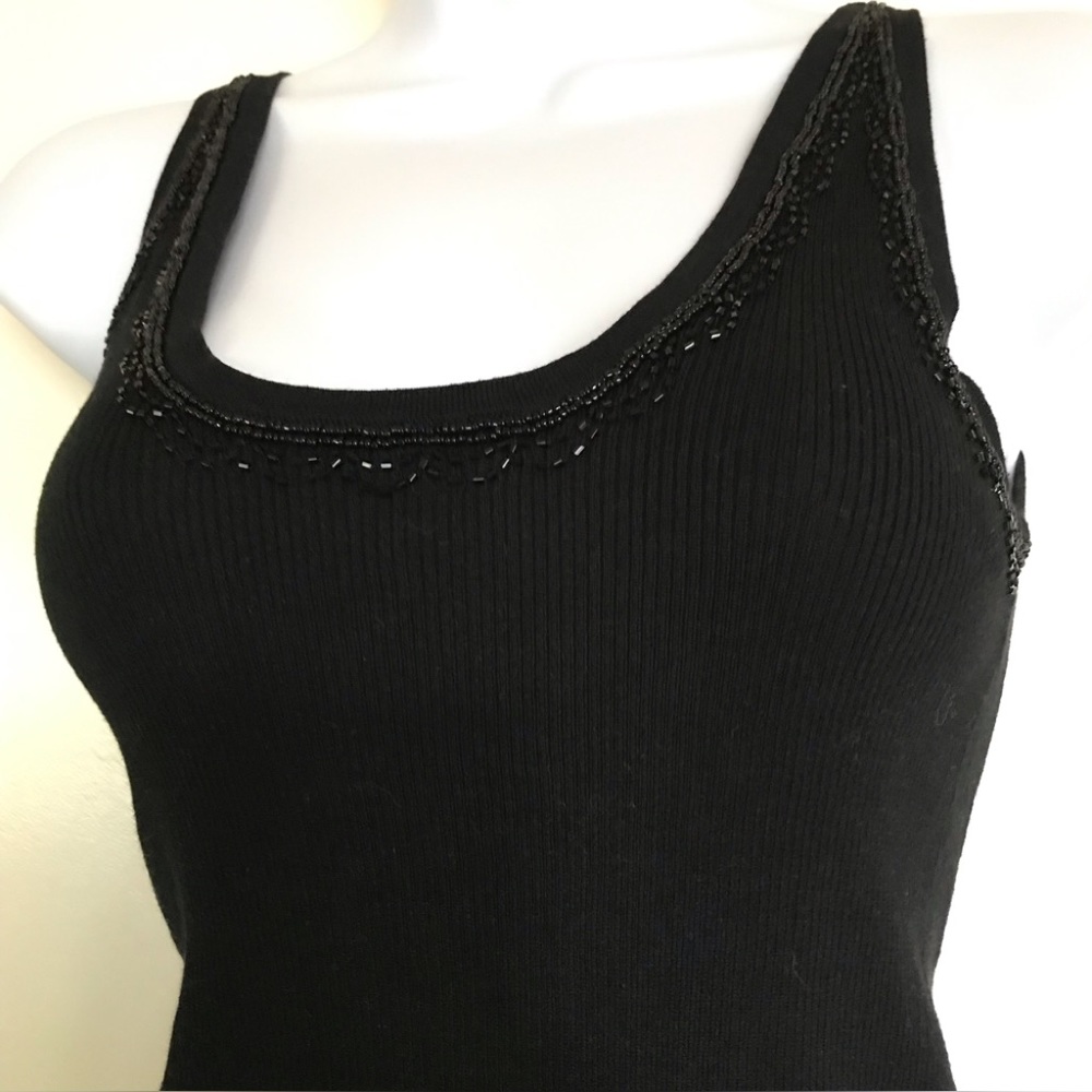 Vintage ESSENDI 90s size S sleeveless women black top 55% silk 45 % COTTON - Picture 7 of 16